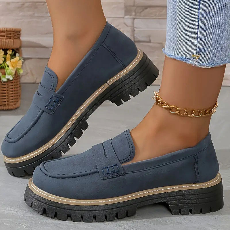 Chunky Platform Loafers Women Comfortable Slip On Casual Shoes