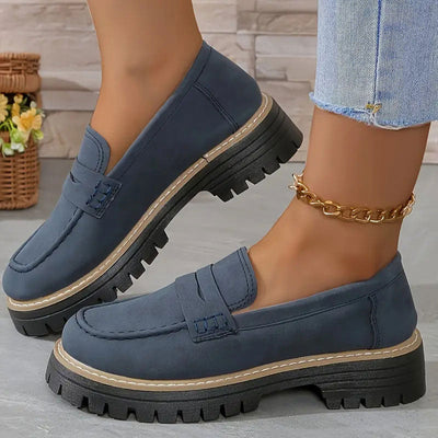 Chunky Platform Loafers Women Comfortable Slip On Casual Shoes
