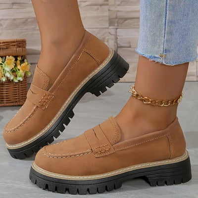 Chunky Platform Loafers Women Comfortable Slip On Casual Shoes