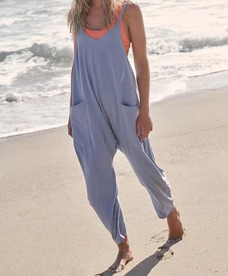 Wide Leg Jumpsuit With Pockets Stylish Comfortable Design