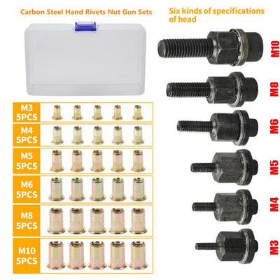 Threaded Insert Nut Rivet Nuts Set Flat Head Durable Installation