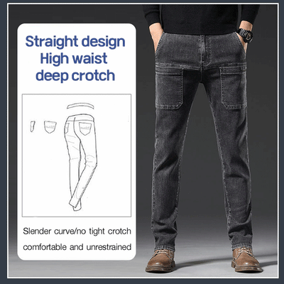 Men's Stretchy Straight-leg Jeans Comfortable Fit Durable Design