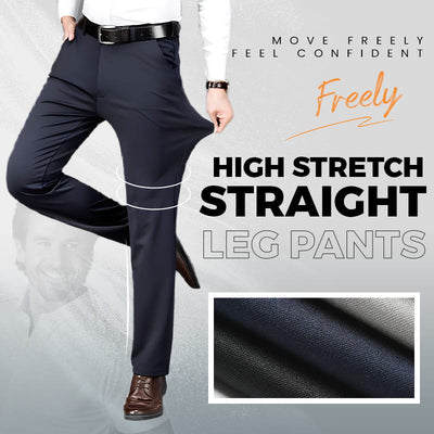 High Stretch Straight-Leg Pants Comfortable Fit Slim Style