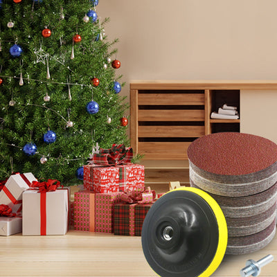 100pcs 4 Inch Round Flocking Sandpaper With Backing Plate Set