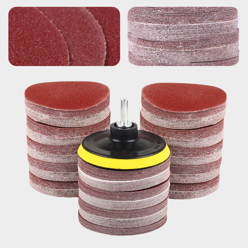 100pcs 4 Inch Round Flocking Sandpaper With Backing Plate Set