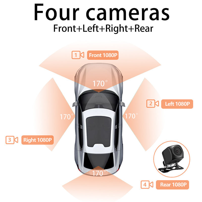 4-Channel Dash Cam FHD Ultra-Wide Angle Driving Safety Recorder