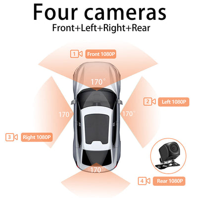 4-Channel Dash Cam FHD Ultra-Wide Angle Driving Safety Recorder