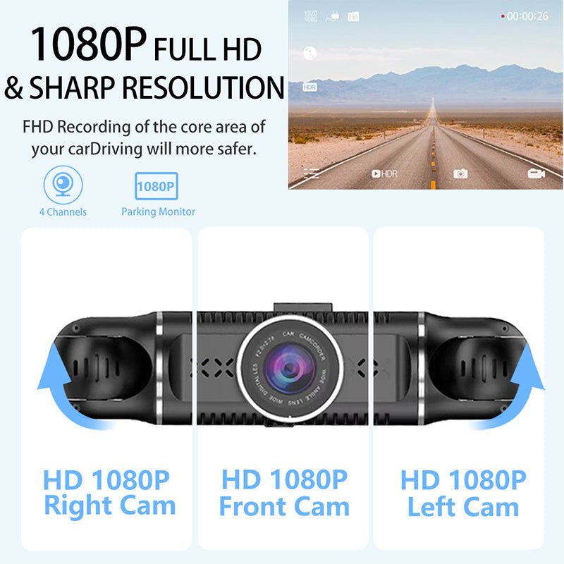 Driving Security 4-Channel 1080P Car Recorder With Night Vision