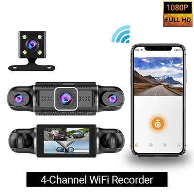 4-Channel Dash Cam Ultra-Wide Angle Full HD Driving Safety Recorder