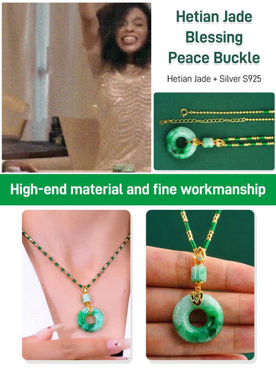 Hetian Jade Buckle Prayer Peace Elegant Jewelry Accessory