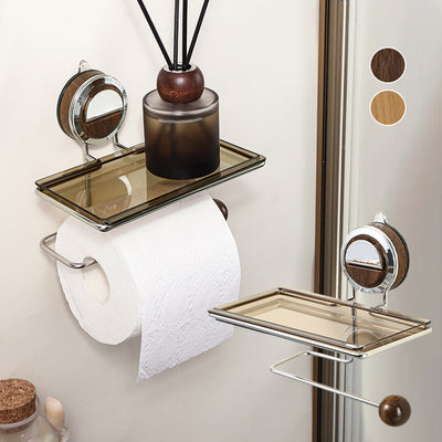 Toilet Roll Holder Without Hole With Convenient Shelf Storage