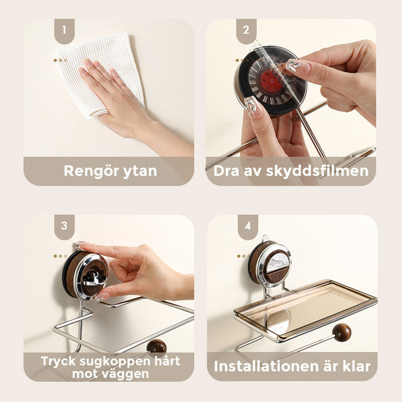 Toilet Roll Holder Without Hole With Convenient Shelf Storage