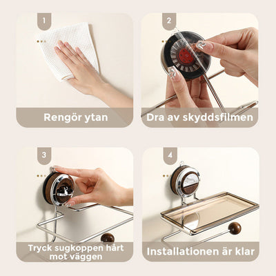 Toilet Roll Holder Without Hole With Convenient Shelf Storage