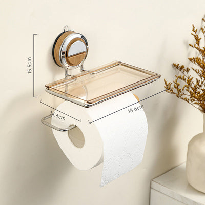 Toilet Roll Holder Without Hole With Convenient Shelf Storage