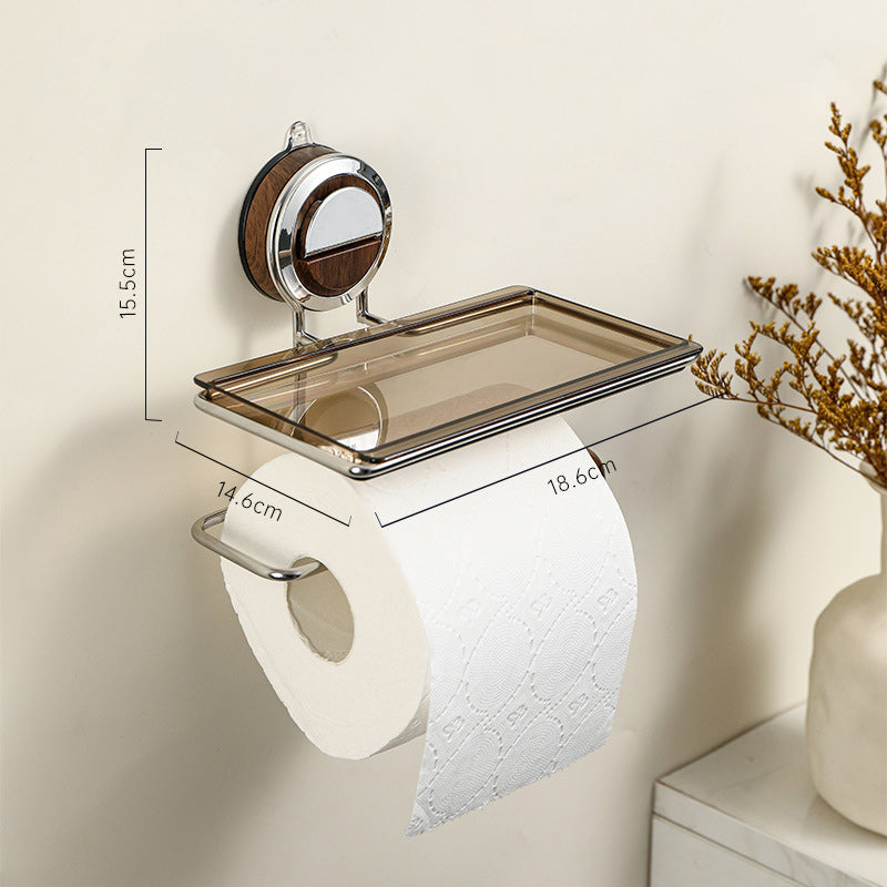 Toilet Roll Holder Without Hole With Convenient Shelf Storage