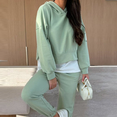 Women's Hooded Sweatshirt Suit Casual Patchwork Comfortable Set