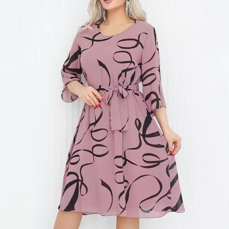 Elegant Midi Dress Loose Fit With Ruffled Sleeves Midi Length