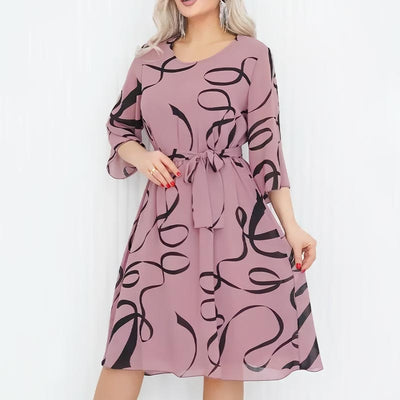 Elegant Midi Dress Loose Fit With Ruffled Sleeves Midi Length