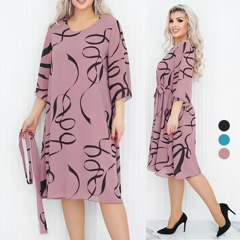 Elegant Midi Dress Loose Fit With Ruffled Sleeves Midi Length
