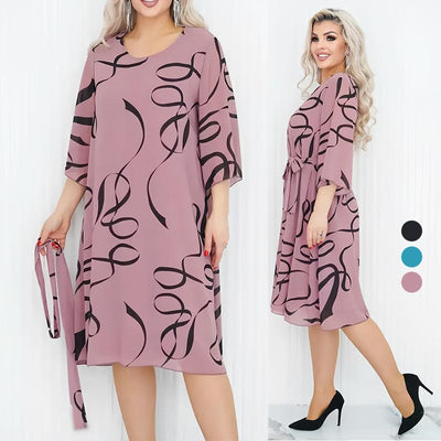 Elegant Midi Dress Loose Fit With Ruffled Sleeves Midi Length