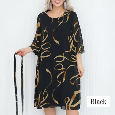 Elegant Midi Dress Loose Fit With Ruffled Sleeves Midi Length