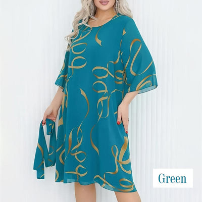 Elegant Midi Dress Loose Fit With Ruffled Sleeves Midi Length