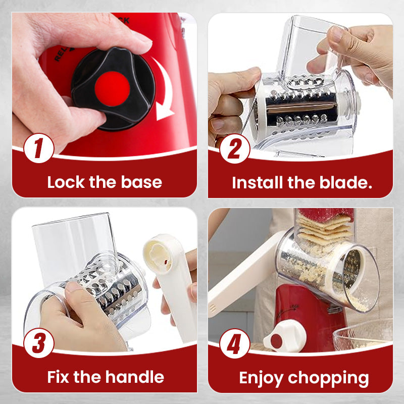 Manual Rotary Grater And Chopper For Easy Slicing And Shredding
