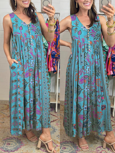 Vintage Sleeveless Jumpsuit Loose Fit Floral Print Summer Outfit