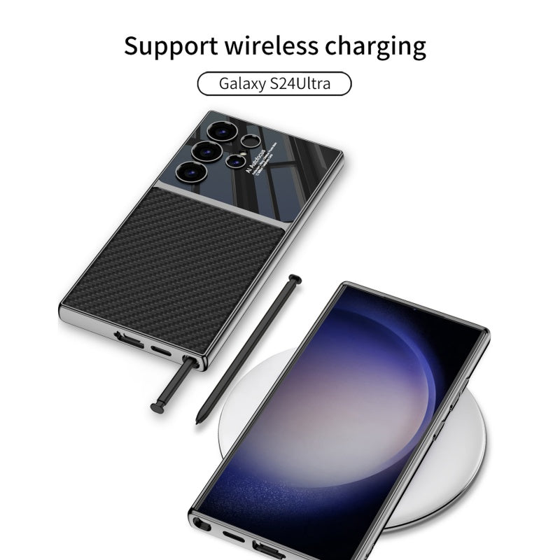 Samsung S24 PU Leather Case Electroplated Protective Cover
