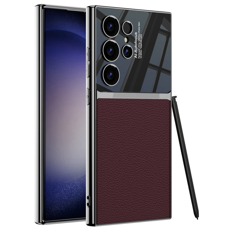 Samsung S24 PU Leather Case Electroplated Protective Cover
