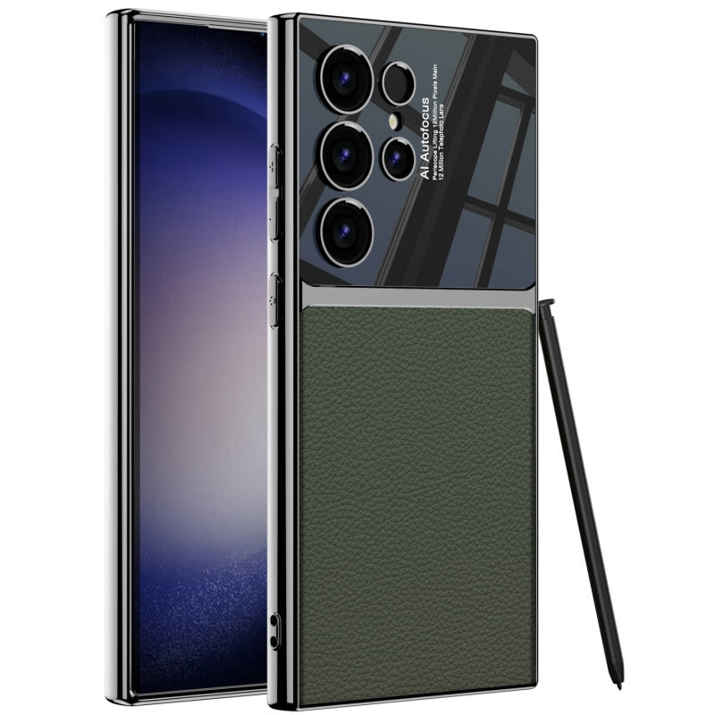 Samsung S24 PU Leather Case Electroplated Protective Cover