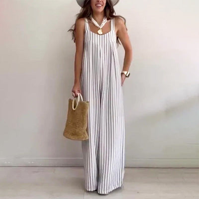 Women's Striped Jumpsuit Casual Loose Fit Summer Outfit