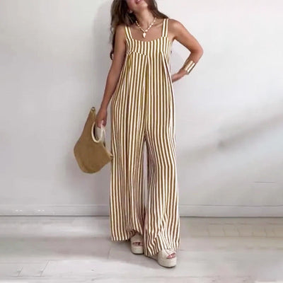 Women's Striped Jumpsuit Casual Loose Fit Summer Outfit