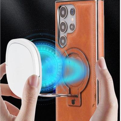 Magnetic Phone Case For Samsung With Retro Style Stand