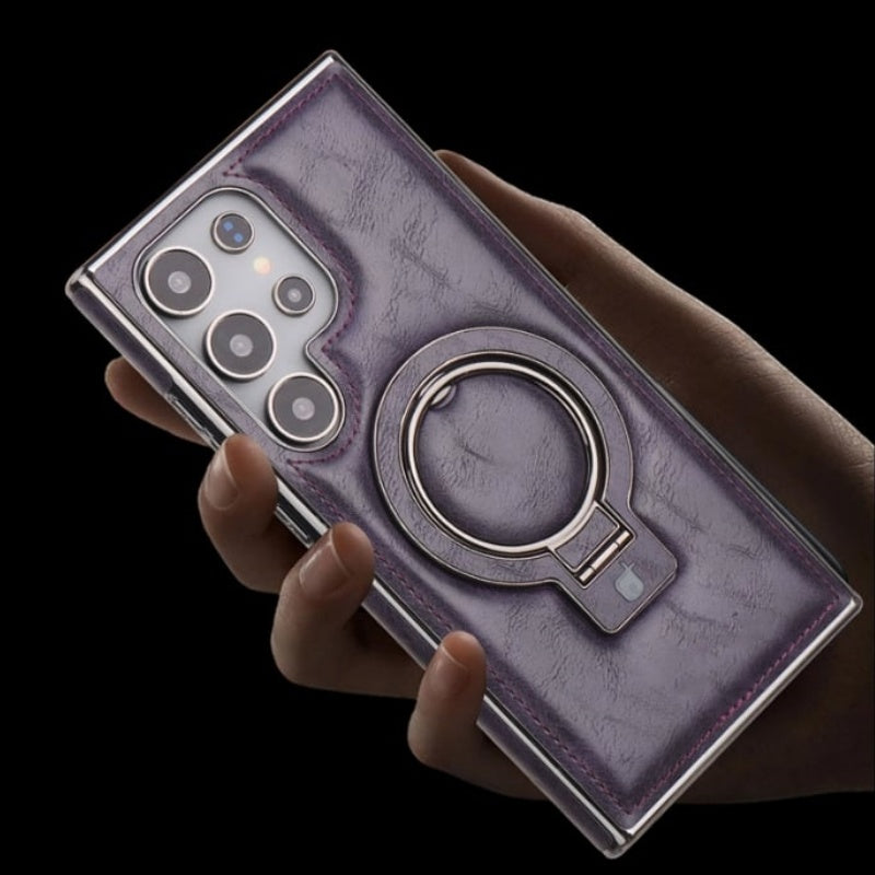 Magnetic Phone Case For Samsung With Retro Style Stand