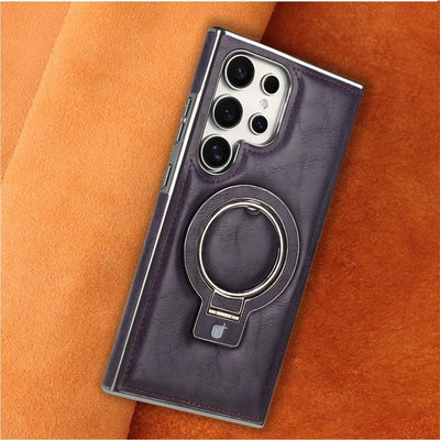 Magnetic Phone Case For Samsung With Retro Style Stand