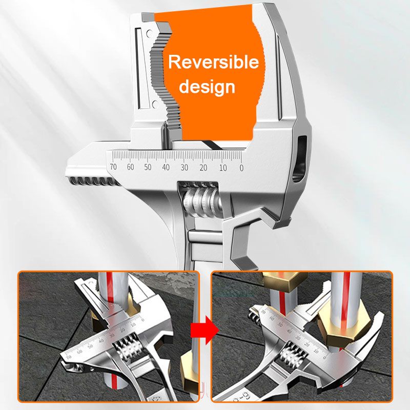 Reversible Sink Wrench With Adjustable 6-68mm Jaw Opening Tool