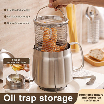 2-in-1 Oil Strainer Pot Stainless Steel Multifunctional Kitchen Tool