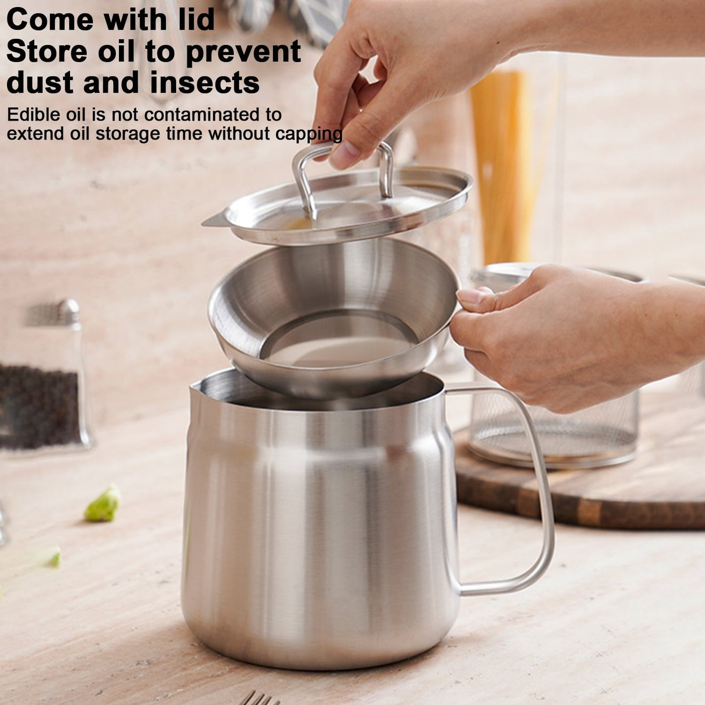 2-in-1 Oil Strainer Pot Stainless Steel Multifunctional Kitchen Tool
