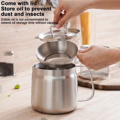 2-in-1 Oil Strainer Pot Stainless Steel Multifunctional Kitchen Tool