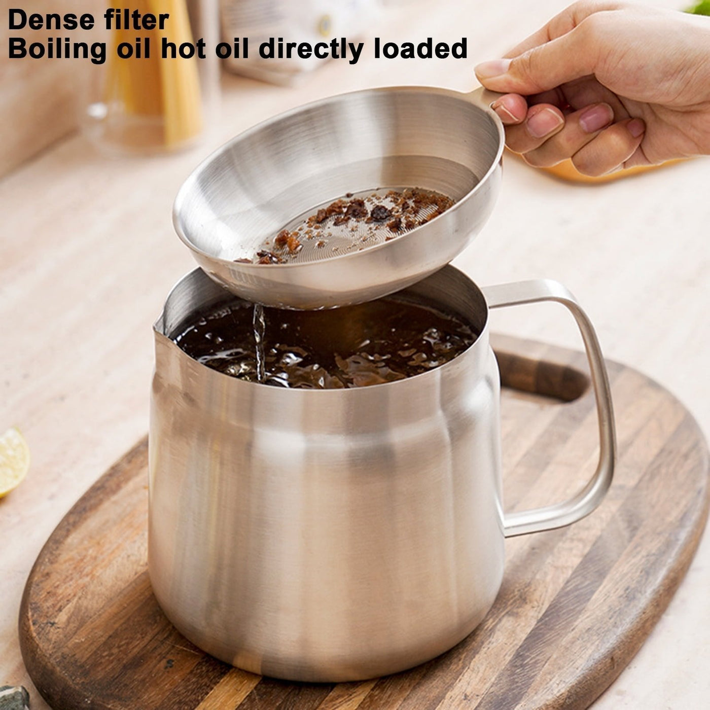 2-in-1 Oil Strainer Pot Stainless Steel Multifunctional Kitchen Tool