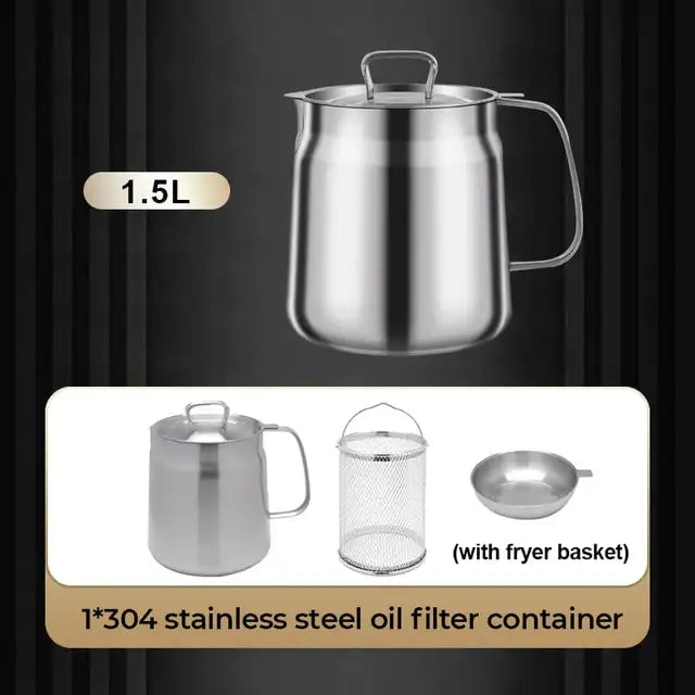 2-in-1 Oil Strainer Pot Stainless Steel Multifunctional Kitchen Tool