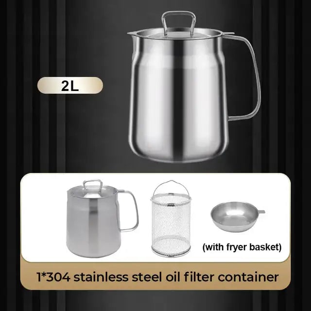 2-in-1 Oil Strainer Pot Stainless Steel Multifunctional Kitchen Tool