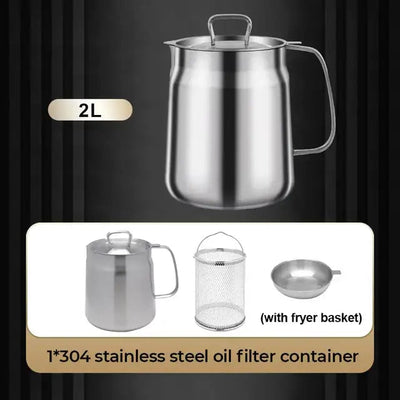 2-in-1 Oil Strainer Pot Stainless Steel Multifunctional Kitchen Tool
