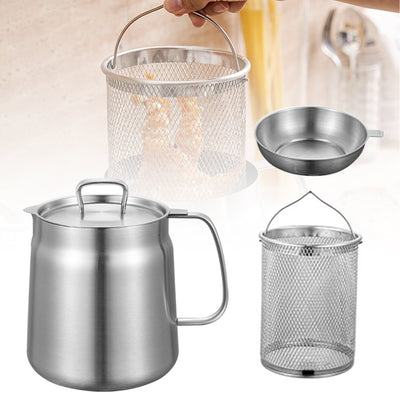 2-in-1 Oil Strainer Pot Stainless Steel Multifunctional Kitchen Tool