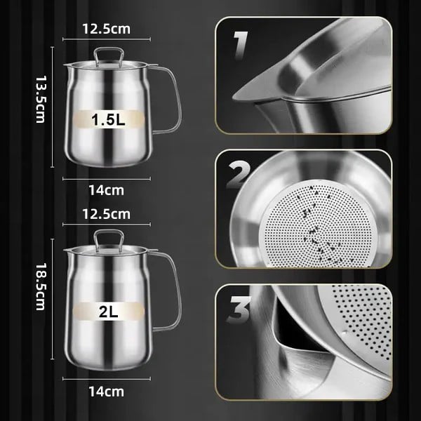 2-in-1 Oil Strainer Pot Stainless Steel Multifunctional Kitchen Tool