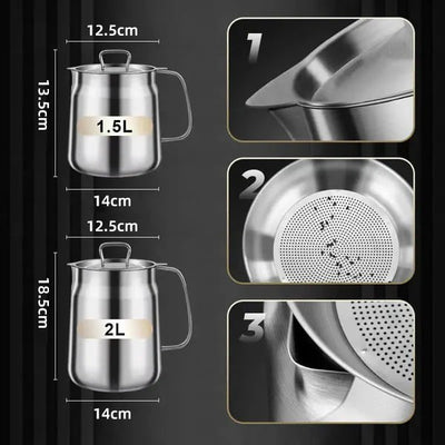 2-in-1 Oil Strainer Pot Stainless Steel Multifunctional Kitchen Tool