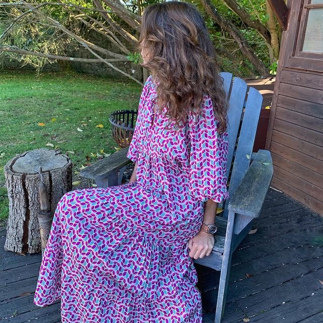 Women's Boho Maxi Dress Elegant Puff Sleeve Floral Design