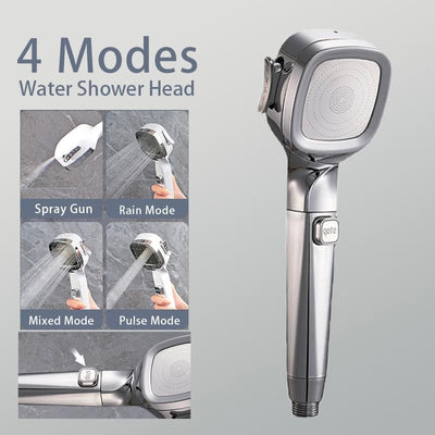 4-in-1 Pressurized Shower Head With Adjustable Spray Settings