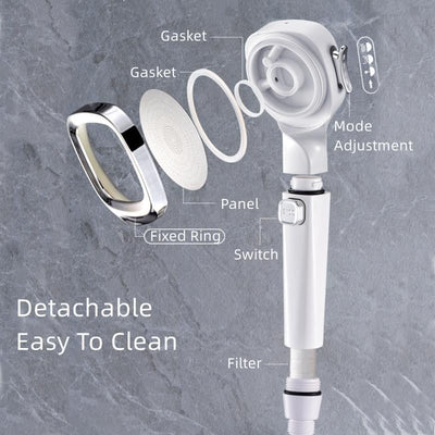 4-in-1 Pressurized Shower Head With Adjustable Spray Settings